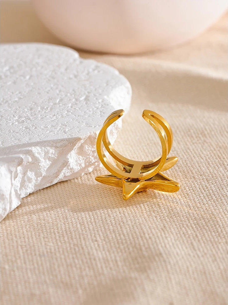 Starfish open adjustable summer party ring - product image
