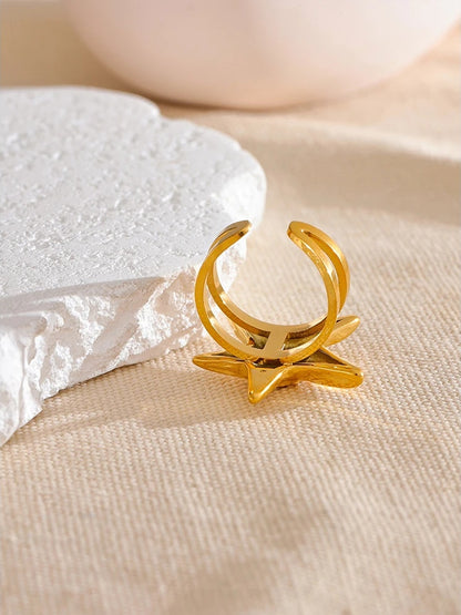Starfish open adjustable summer party ring - product image
