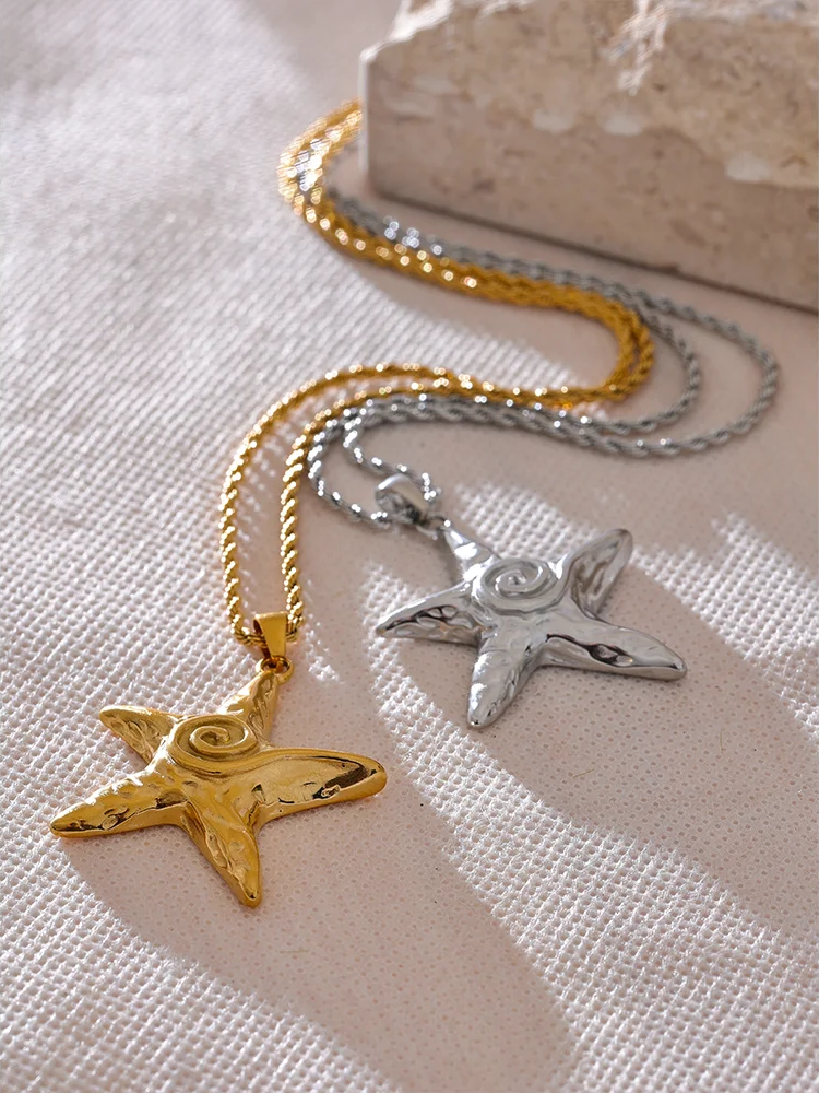 Starfish pendant rust proof statement necklace - product image