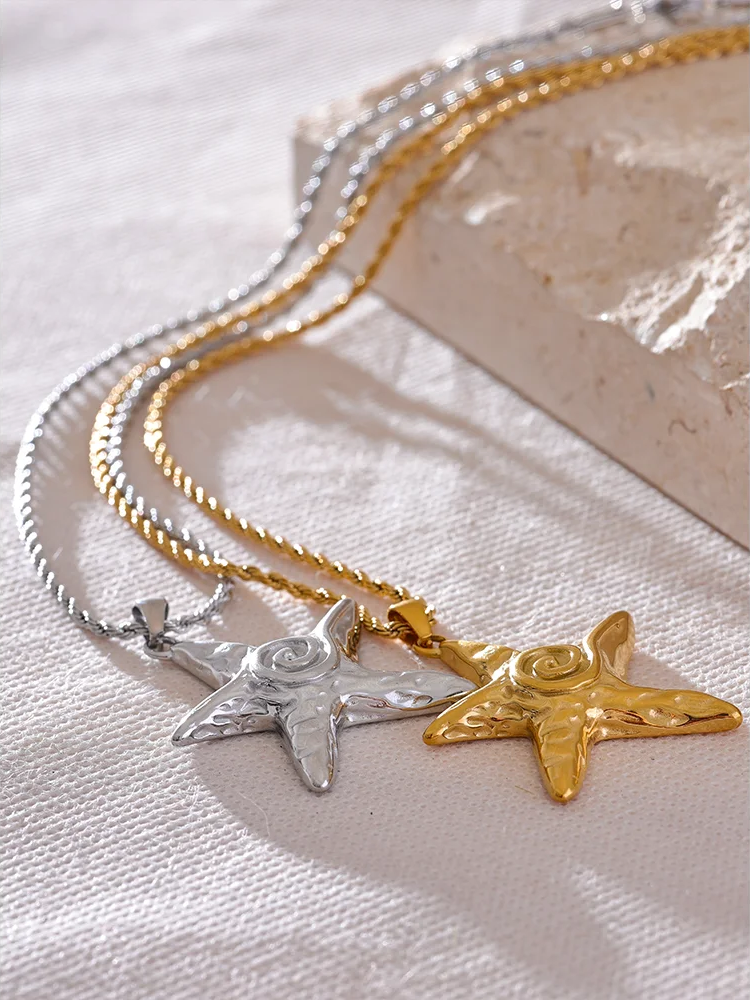 Starfish pendant rust proof statement necklace - product image