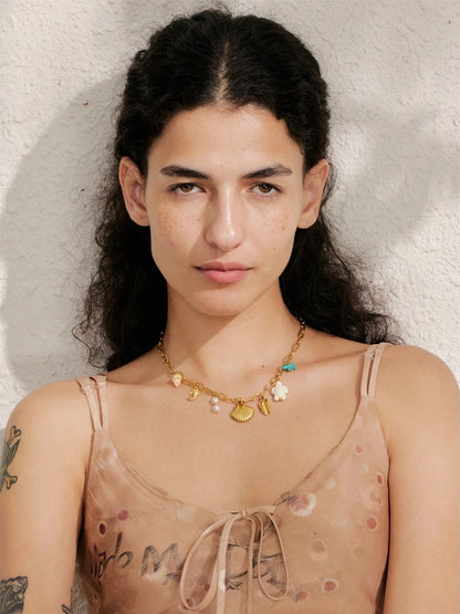 Starfish shell necklace bracelet set - product image