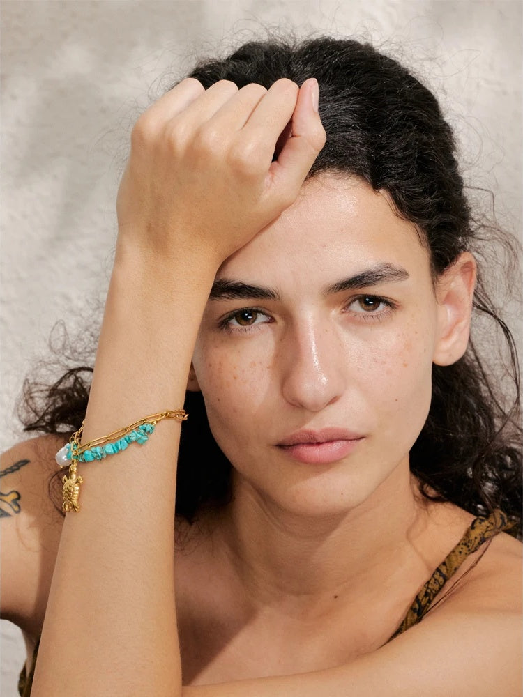 Starfish shell necklace bracelet set - product image