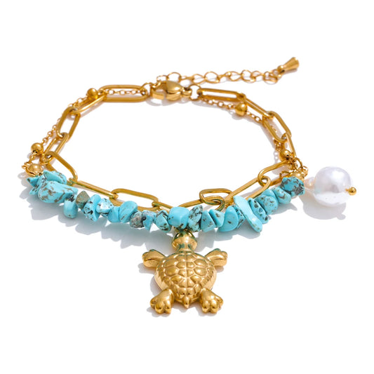 Starfish shell necklace bracelet set - product image