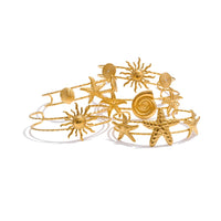 Starfish Shell Sun Open Cuff Summer Bracelet