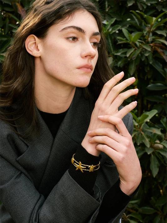 Starfish shell sun open cuff summer bracelet - product image