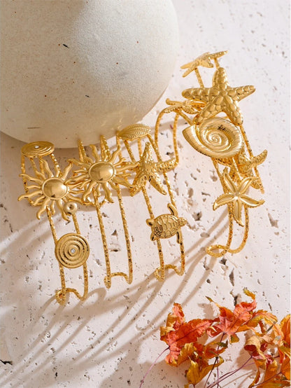 Starfish shell sun open cuff summer bracelet - product image