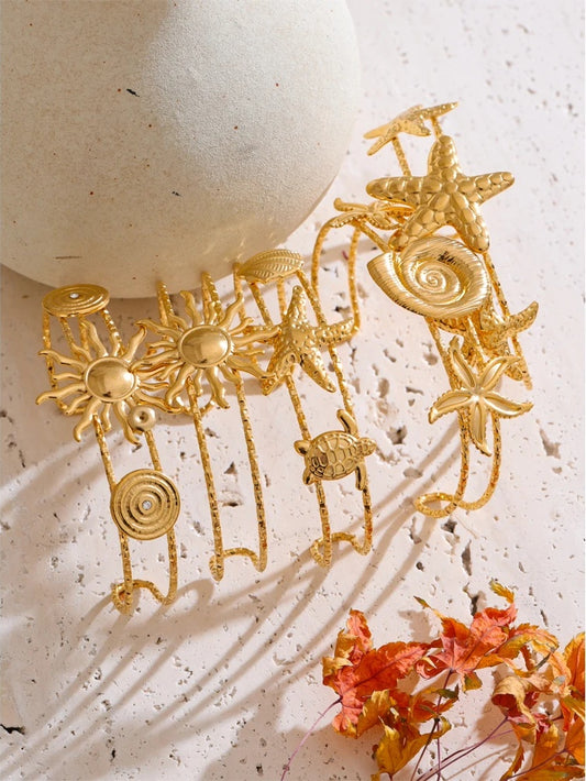 Starfish shell sun open cuff summer bracelet - product image