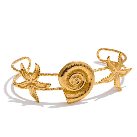 Starfish shell sun open cuff summer bracelet - product image