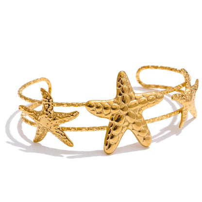 Starfish shell sun open cuff summer bracelet - product image