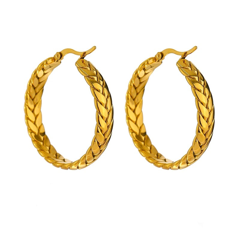 Statement chain abstract hoop earrings women - product image