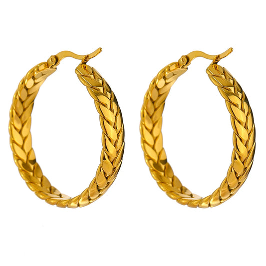 Statement chain abstract hoop earrings women - product image