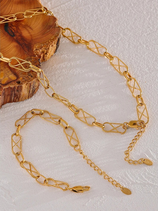 Statement chain choker necklace bracelet charms set - product image
