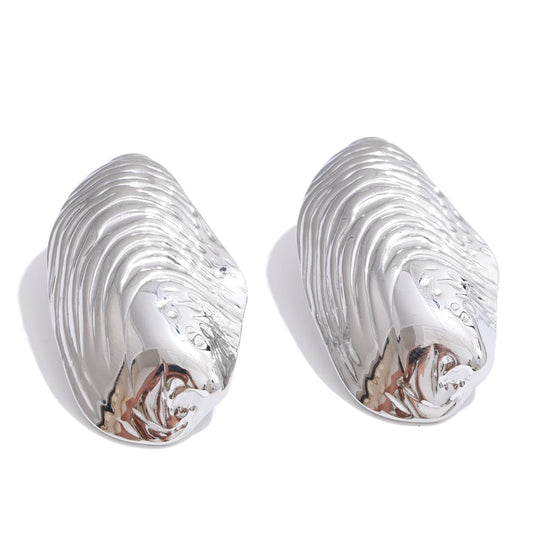 Statement gold color big stud earrings - product image