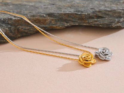 Stereoscopic flower plant pendant necklace - product image