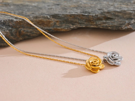 Stereoscopic flower plant pendant necklace - product image