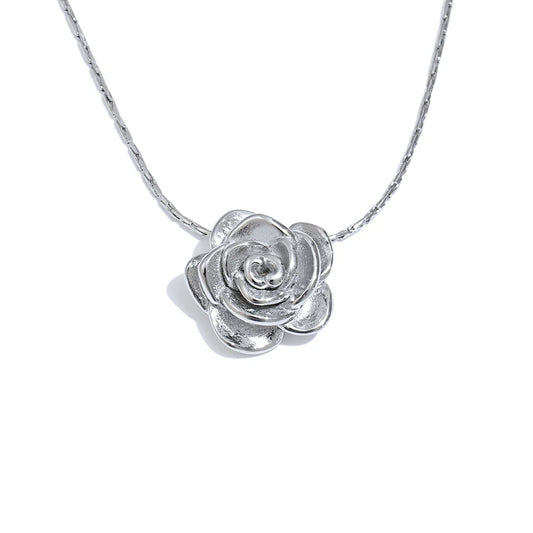 Stereoscopic flower plant pendant necklace - product image