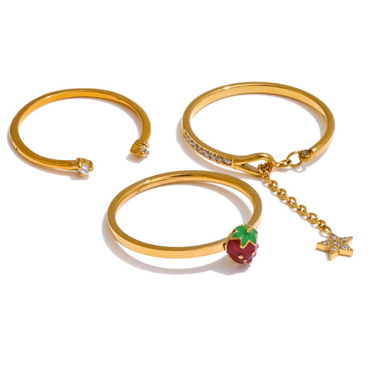 Strawberry modern adjustable open thin ring - product image