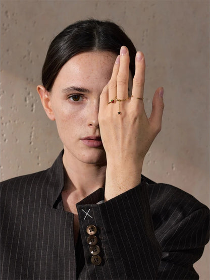 Strawberry modern adjustable open thin ring - product image