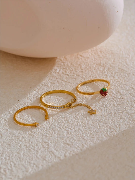 Strawberry modern adjustable open thin ring - product image