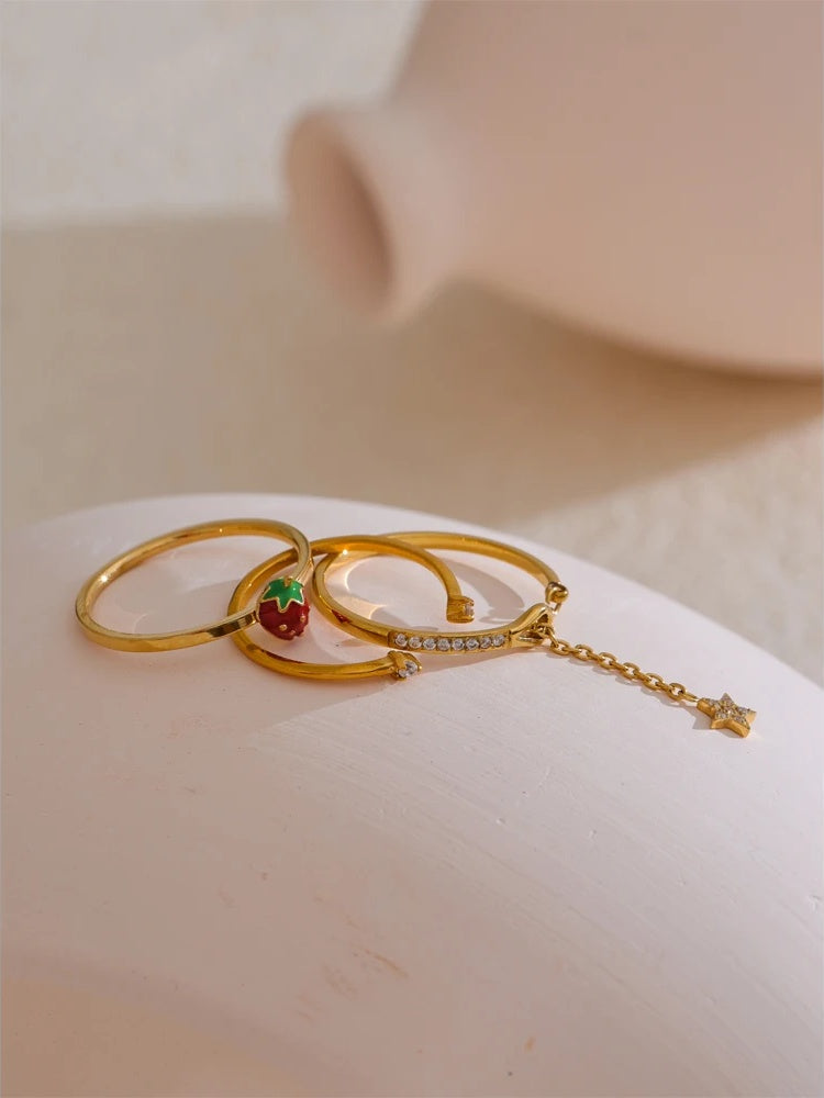 Strawberry modern adjustable open thin ring - product image