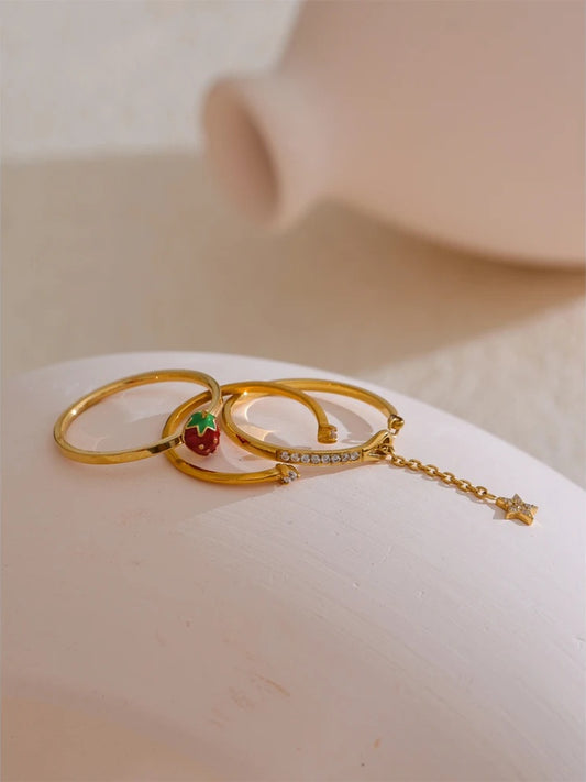 Strawberry modern adjustable open thin ring - product image