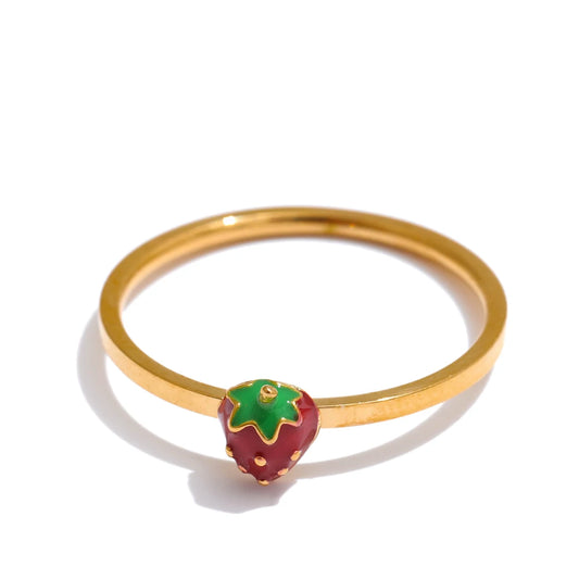 Strawberry modern adjustable open thin ring - product image