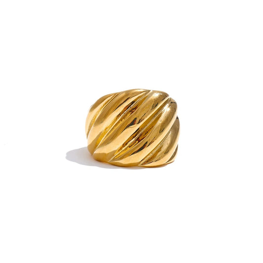 Striped abstract wide charm texture ring - product image