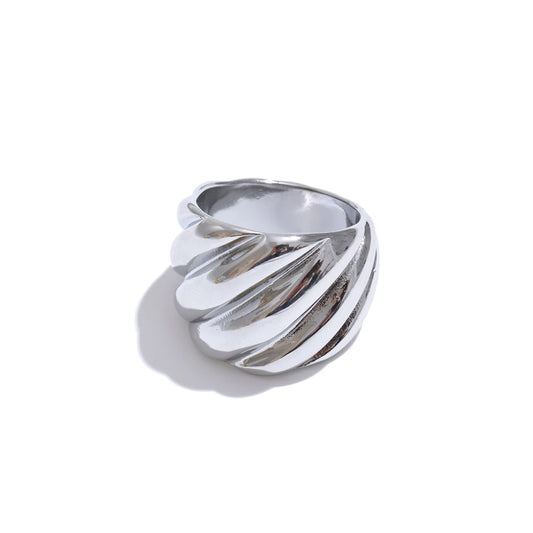 Striped abstract wide charm texture ring - product image