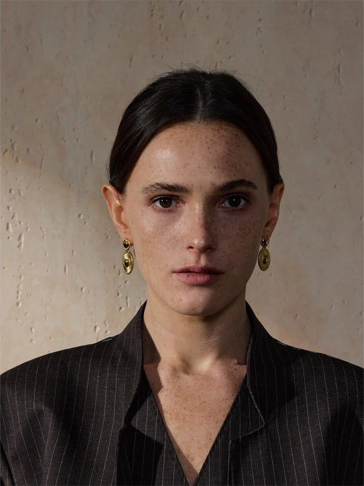 Striped heart drop earrings - product image