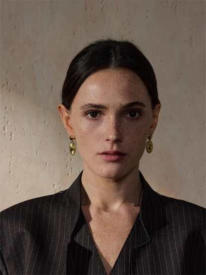 Striped heart drop earrings - product image