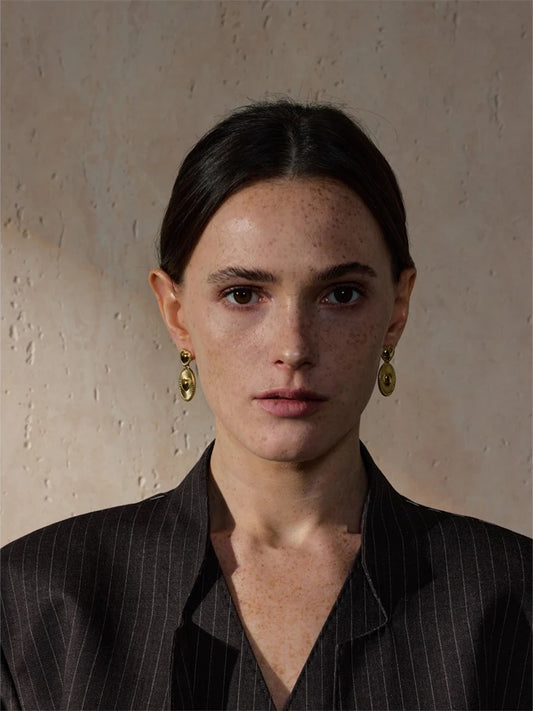 Striped heart drop earrings - product image