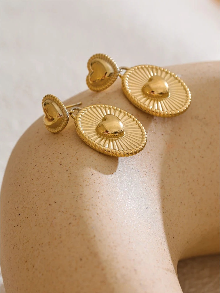 Striped heart drop earrings - product image