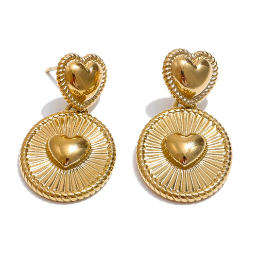 Striped heart drop earrings - product image