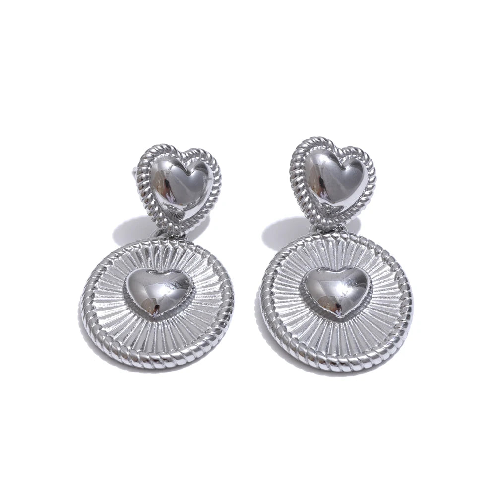 Striped heart drop earrings - product image
