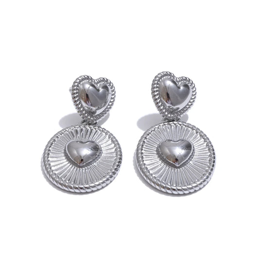 Striped heart drop earrings - product image