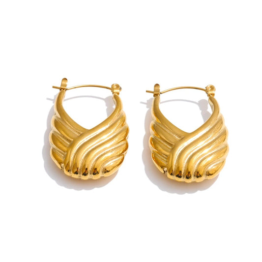 Striped hollow contemporary hoop earrings - product image
