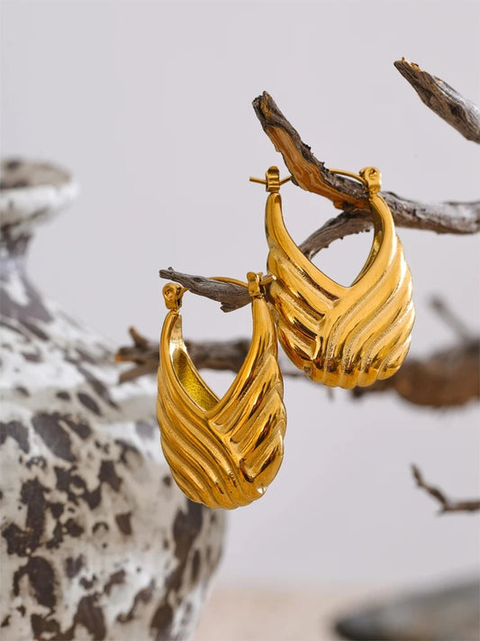 Striped hollow contemporary hoop earrings - product image