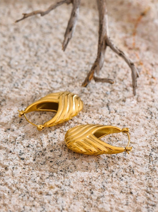 Striped hollow contemporary hoop earrings - product image