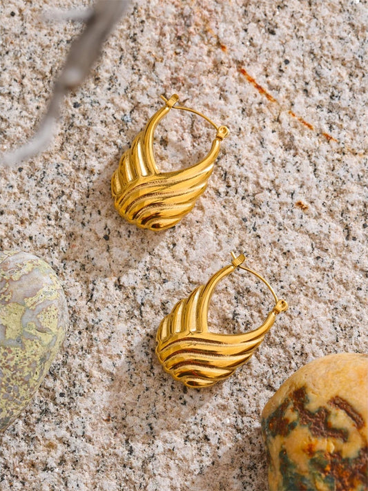 Striped hollow contemporary hoop earrings - product image