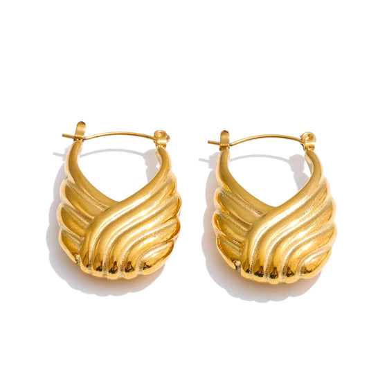 Striped hollow contemporary hoop earrings - product image