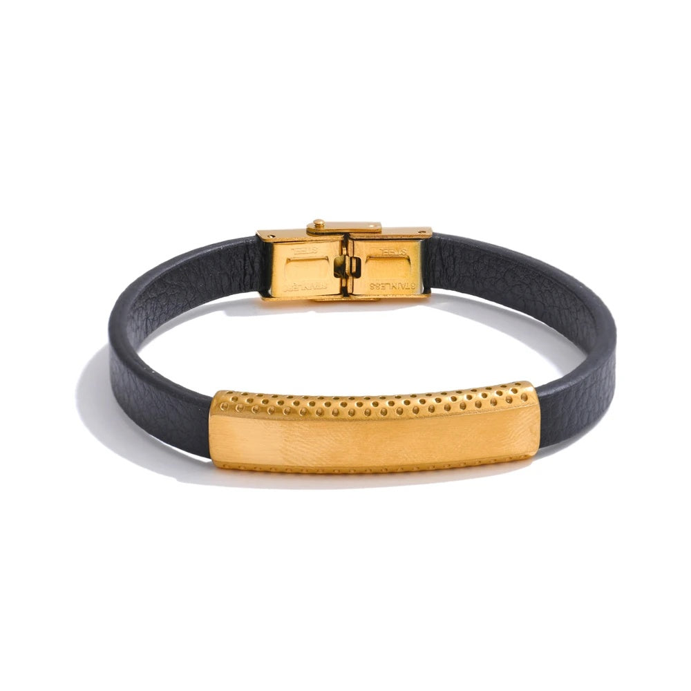 Stylish black pu leather men's bracelet - product image