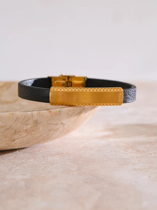 Stylish black pu leather men's bracelet - product image
