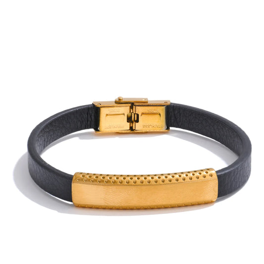 Stylish black pu leather men's bracelet - product image