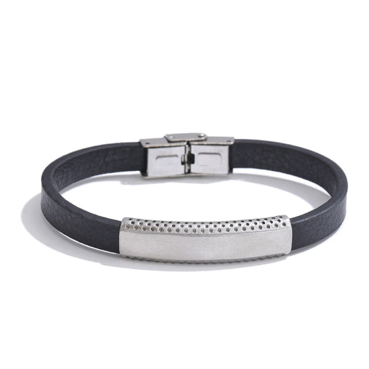 Stylish black pu leather men's bracelet - product image