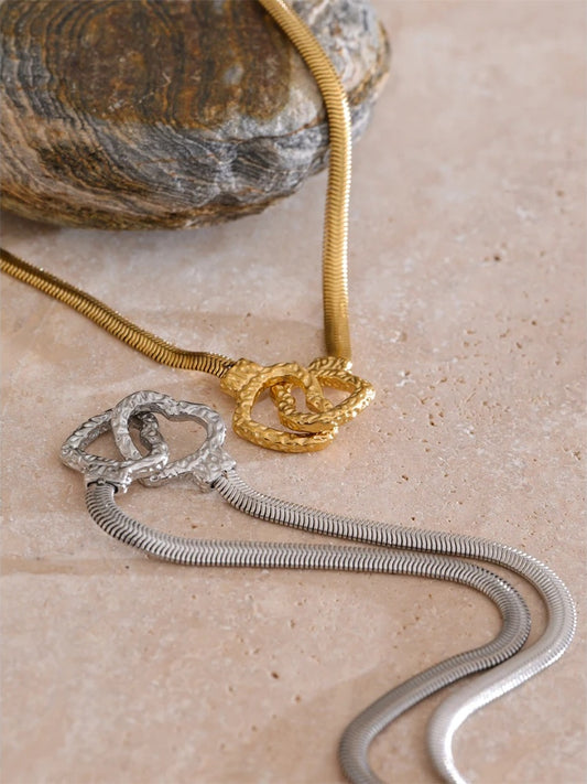 Stylish unique stainless steel heart love pendant necklace - product image