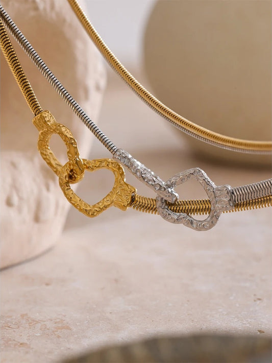 Stylish unique stainless steel heart love pendant necklace - product image