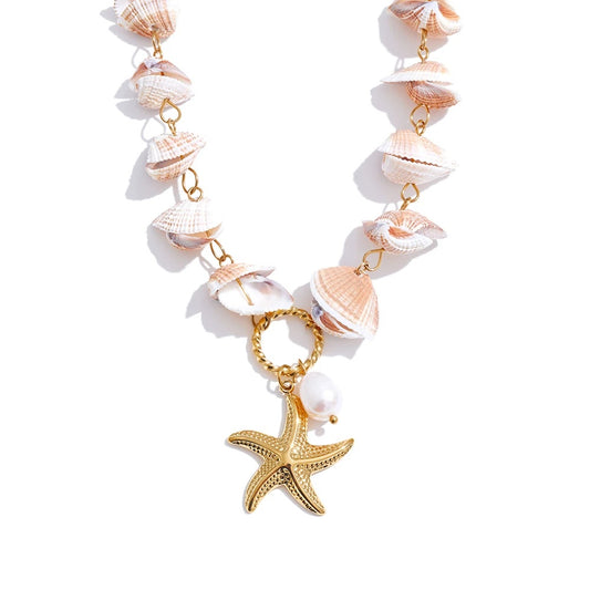 Summer shell handmade chain starfish pendant necklace - product image