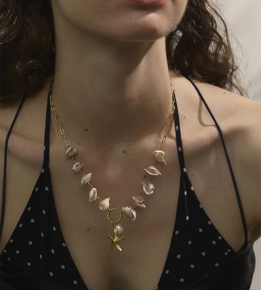 Summer shell handmade chain starfish pendant necklace - product image