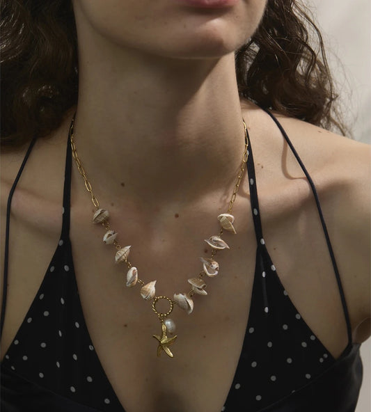 Summer shell handmade chain starfish pendant necklace - product image