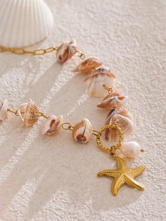 Summer shell handmade chain starfish pendant necklace - product image
